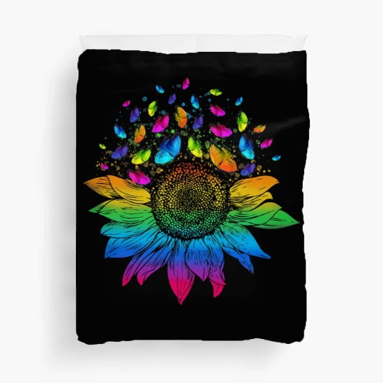 Butterfly Colorful Sunflower LGBT Pride Duvet Covers
