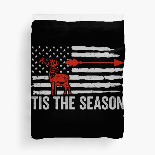 Tis The Season American Flag Dear Hunting Duvet Covers