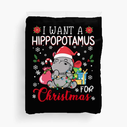 I Want A Hippopotamus For Christmas Xmas Hippo Paj Duvet Covers