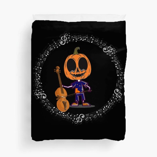 Halloween guitar player in scary night, plays scar Duvet Covers