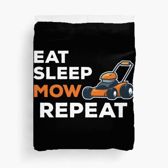 Eat Sleep Mow Repeat Funny Quote Landscaper Grass Duvet Covers