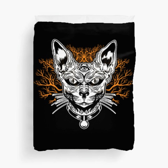 Goth Cat Concert Festivals Black Heavy Death Metal Duvet Covers