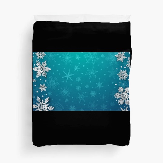 Winter Snowflakes Teal Pattern Duvet Covers