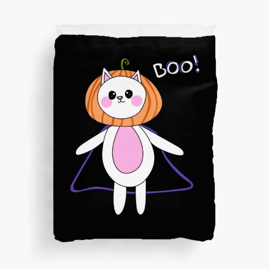 cute cat in halloween melon costume Duvet Covers