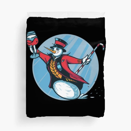 Snowman Snowman Drinking Wine Duvet Covers