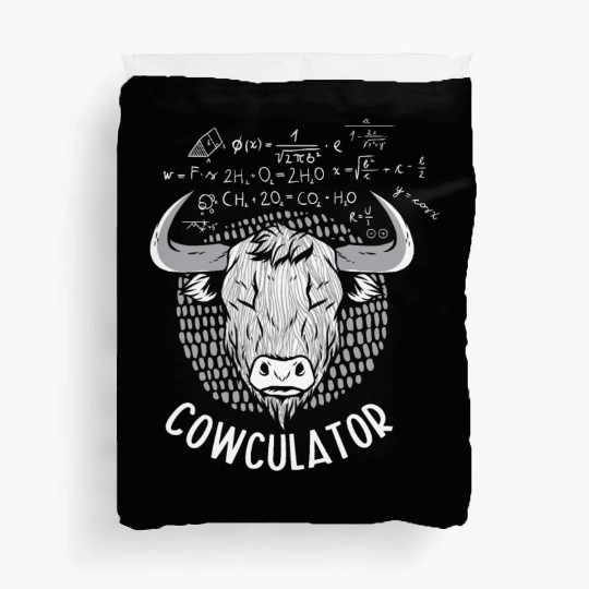 Cowculator Highland Cow Grass Puppy Math Lover Duvet Covers