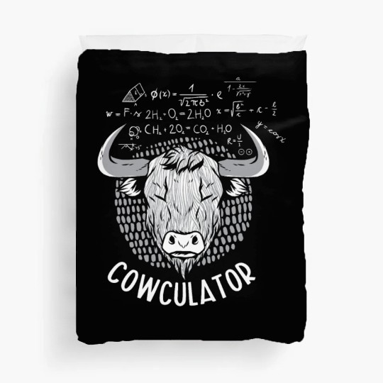 Cowculator Highland Cow Grass Puppy Math Lover Duvet Covers