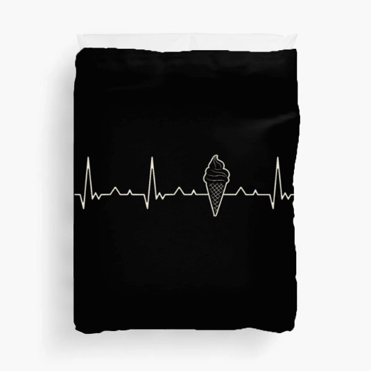 Ice Cream Cone. Heart. Love. EKG. Pulse. Beat. Duvet Covers