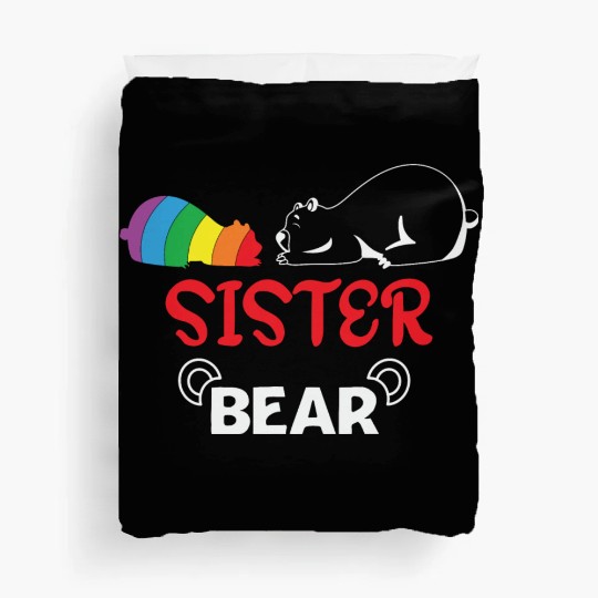 LBGT Flag Gay Pride Human Sister Bear Duvet Covers