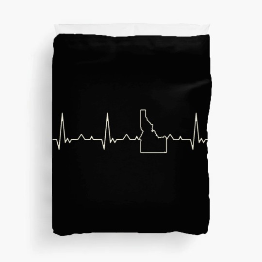 Idaho State USA. Heart. Love. EKG. Pulse. Beat. Duvet Covers
