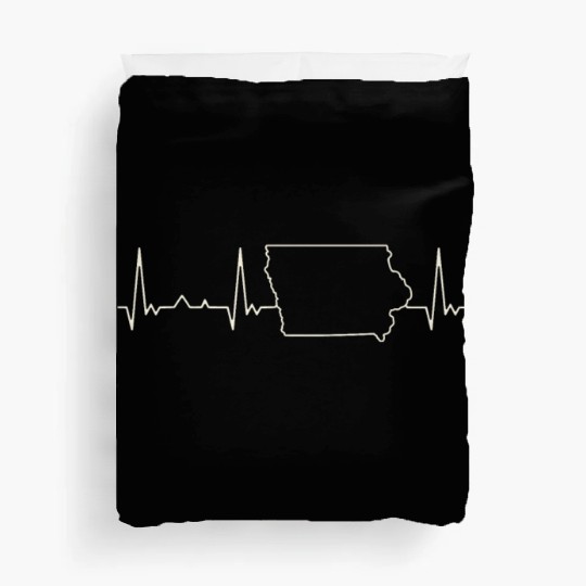 Iowa State USA. Heart. Love. EKG. Pulse. Beat. Duvet Covers