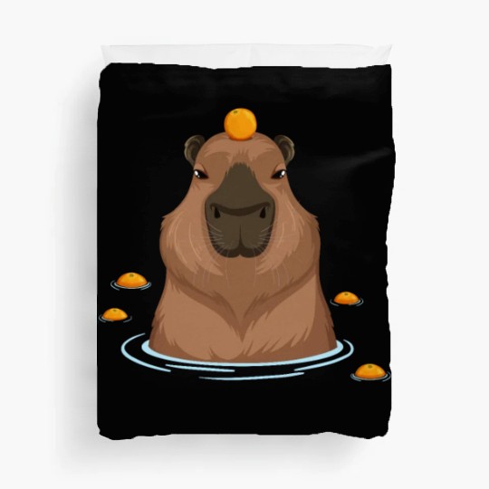 Funny Capybara Oranges Rodent Guinea Pig Lover Pun Duvet Covers