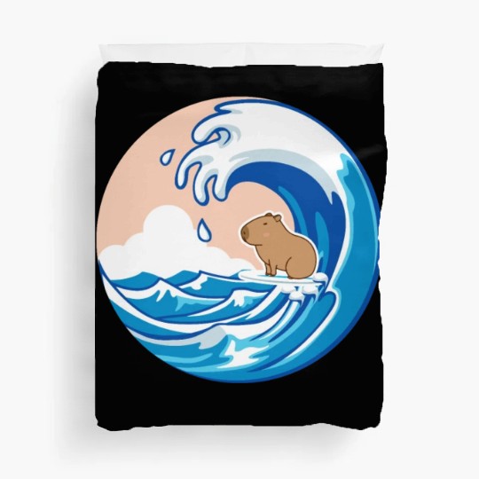 Wave Capybara Surfing Rodent Funny Animal Lover Duvet Covers