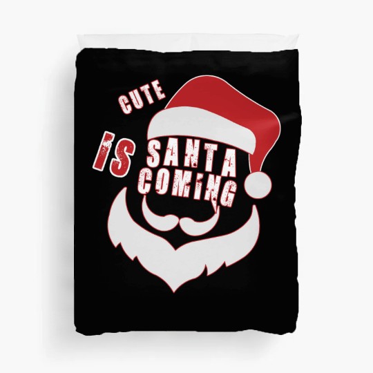 Christmas Cute Santa Is Coming Santa Candy Cane Duvet Covers