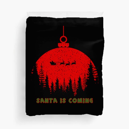 Christmas Santa Is Coming Santa Candy Cane Throne Duvet Covers