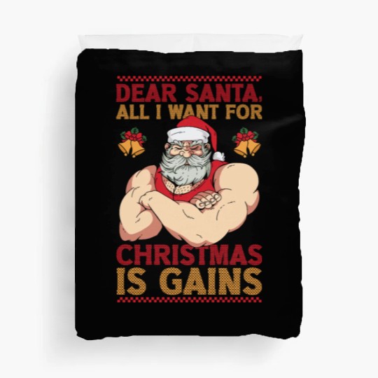 Dear Santa Christmas Gym Training Holiday Workout Duvet Covers
