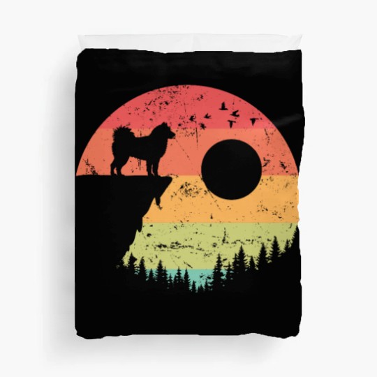 Alaskan Malamute at Sunrise in the Forest Duvet Covers