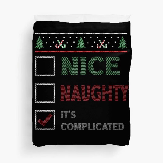 Nice Naughty It's Complicated Christmas List Santa Duvet Covers
