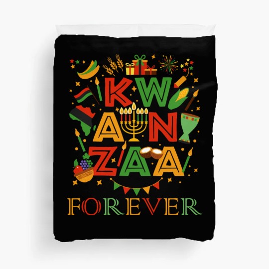 Happy Kwanzaa Forever Christmas Blessing Kinara Duvet Covers