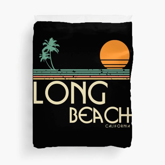 Vintage Long Beach California Duvet Covers