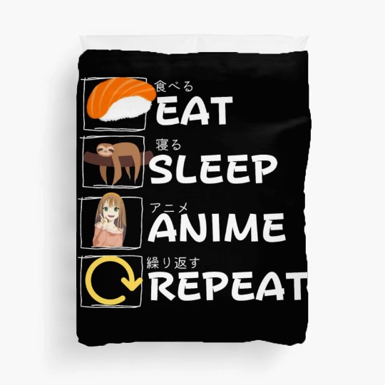 Eat Sleep Anime Repeat Duvet Covers, Anime Manga
