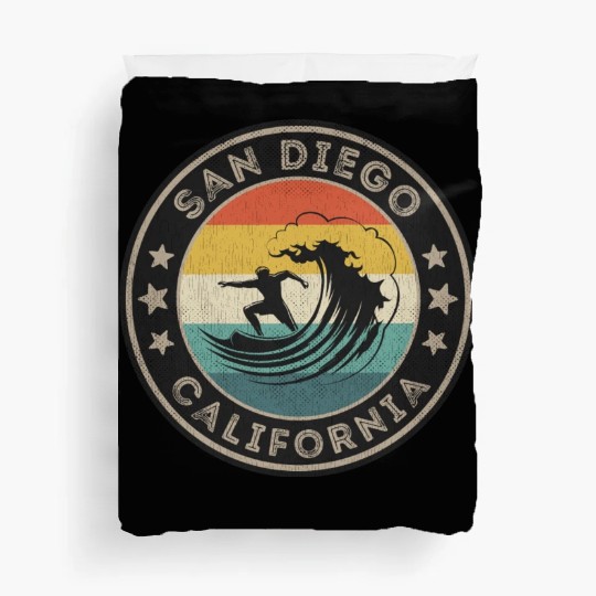 San Diego California Surfing Duvet Covers San Diego