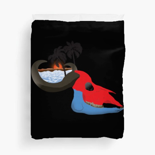 buffalo skull colorful Duvet Covers