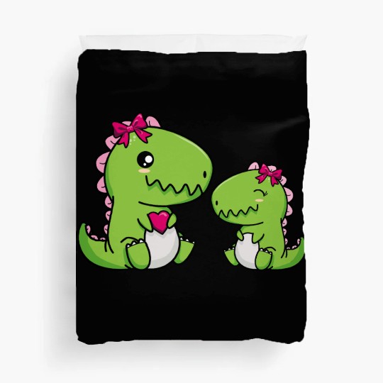 Big sister brother dino siblings boy girl heart Duvet Covers