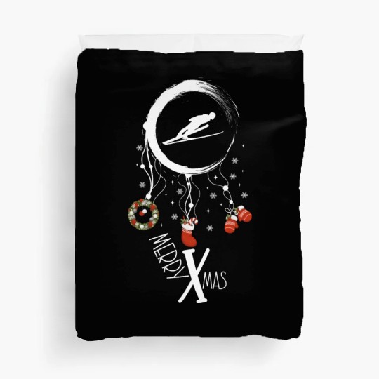 Winter dreamcatcher Christmas Ski jumping Duvet Covers