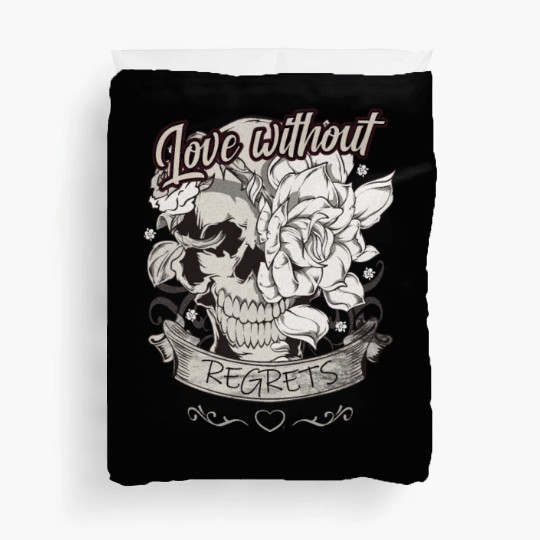 Love With No Regrets Skull With Roses Gift Duvet Covers