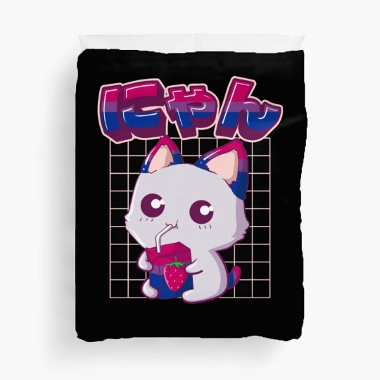Bisexual Pride Bi Kawaii Cat Strawberry Milk Bisex Duvet Covers