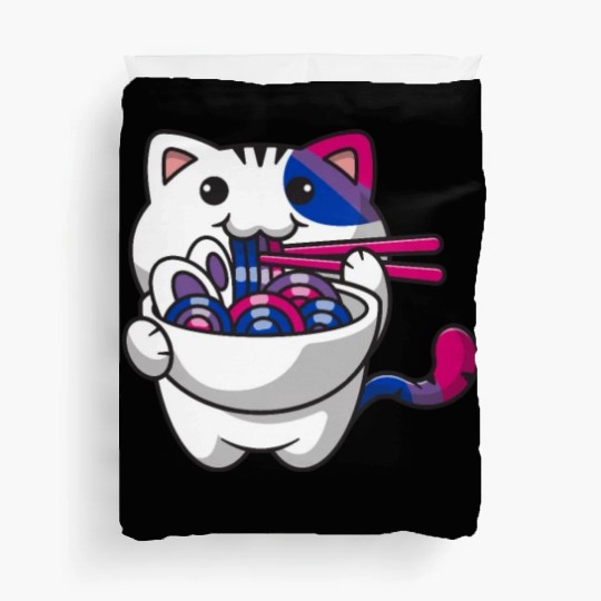 Bisexual Pride Bi Kawaii Cat Ramen Noodles Bisexua Duvet Covers