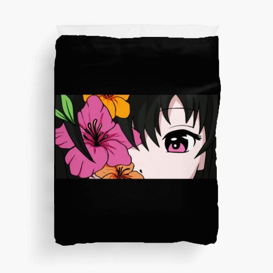 Bloomcore Aesthetic Anime Girl Eyes Flower Cottage Duvet Covers