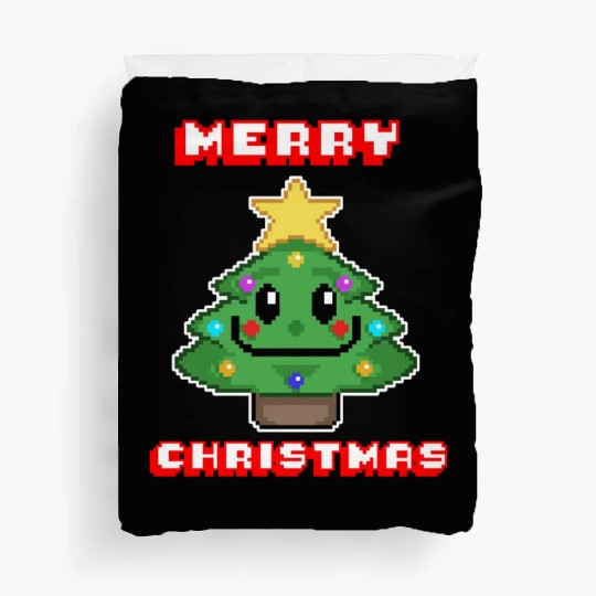 Merry Christmas I Xmas I 8 Bit Pixelated Duvet Covers