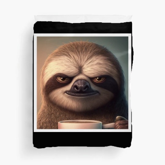 3d Sloth grumpy Coffee I hate people good morning Duvet Covers