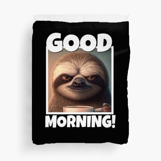 3d Sloth grumpy Coffee I hate people good morning Duvet Covers
