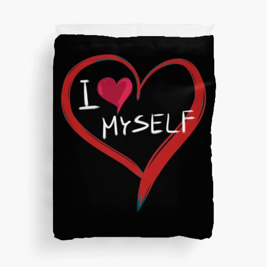 i love me heart text icon Duvet Covers