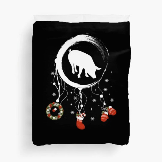 Winter dreamcatcher Christmas Pig Duvet Covers