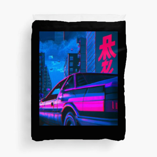 Vaporwave Car Synthwave City Duvet Covers