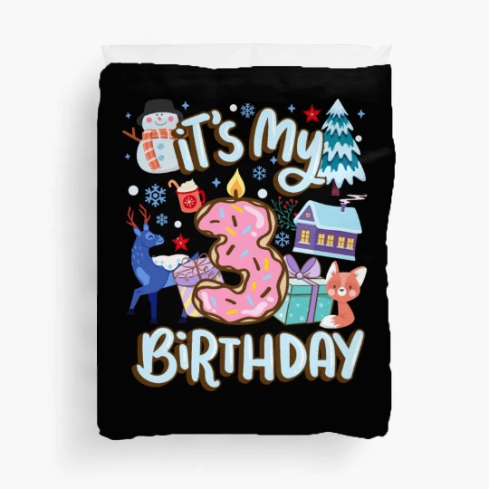It's My 3 Birthday Snowman Holiday Donut Winter Duvet Covers