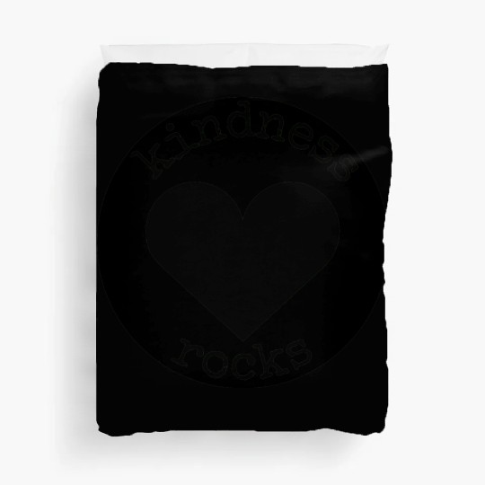 Kindness Rocks Black Peekaboo Heart Duvet Covers