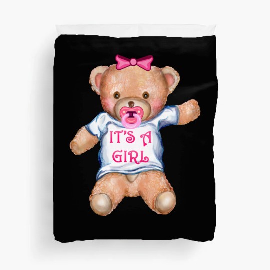 It's A Girl Teddy Bear with Pacifier Duvet Covers