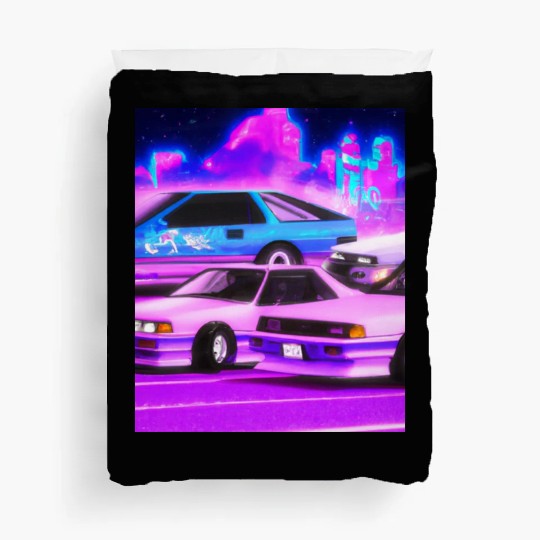 Vaporwave Car Synthwave City Duvet Covers