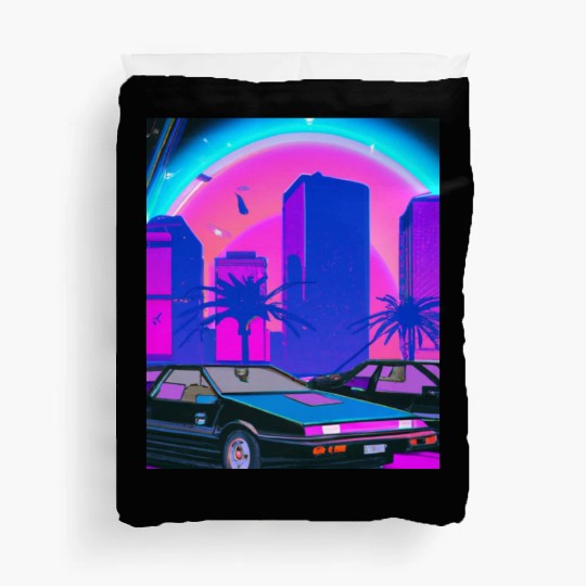Vaporwave Car Synthwave City Duvet Covers