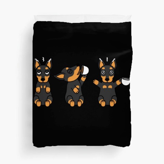 Miniature Pinscher Coffee Lover Duvet Covers