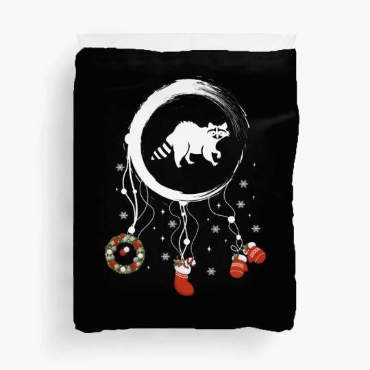 Winter dreamcatcher Christmas Raccoon Duvet Covers