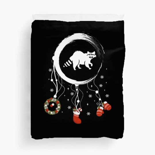 Winter dreamcatcher Christmas Raccoon Duvet Covers