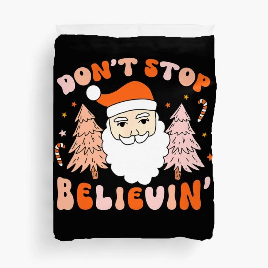 Retro Groovy Don't Stop Believin' Christmas Cute Duvet Covers