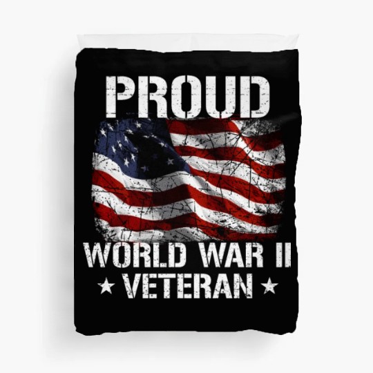 World War 2 Veteran Military Veteran USA Flag Duvet Covers