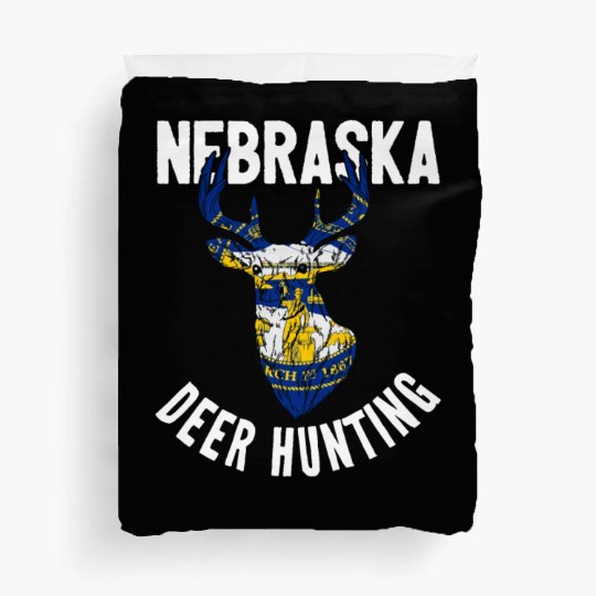 Nebraska Deer Hunting Buck Stag Hunter Duvet Covers